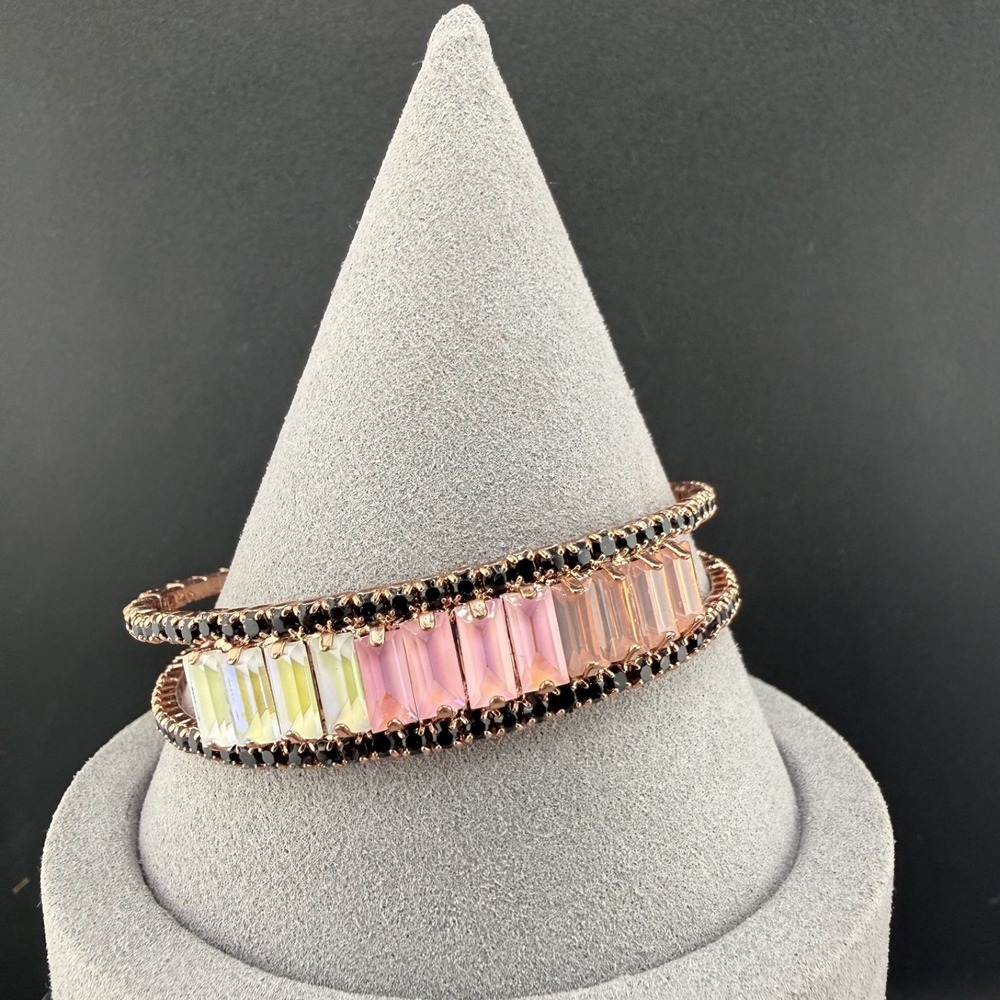 Vintage Wrap Bracelet‎ Iridescent Spring Lightweight Rhinestone 8"